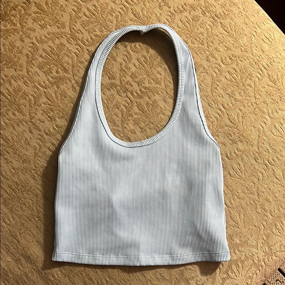 Light blue Ribbed Halter Top